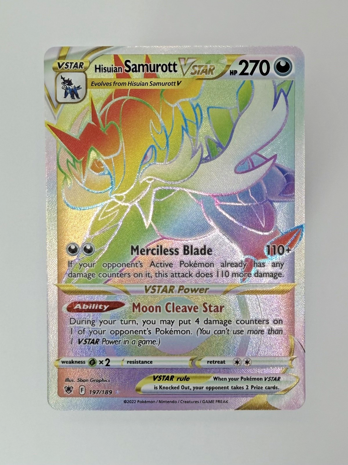 Pokémon Hisuian Samurott VSTAR (Secret) 197/189 - Astral Radiance - NM